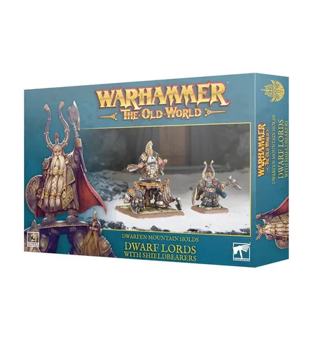 Warhammer The Old World Dwarfen Mountain Holds Dwarf Lords mit Schild - Spielzeugfiguren für Warhammer The Old World, detailreiche Dwarf Lords mit Schild, perfekt für Sammler und Tabletop-Spieler.