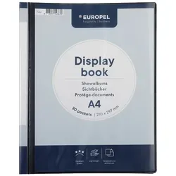 Europel Sichtbuch mit Vordertasche DIN A4 30 Hüllen Schwarz - 6 Stück