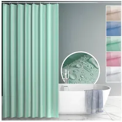 ANRO Duschvorhang aus Italien hochwertig verarbeitet mit Ösen und Haken aus Kuststoff Breite 180 cm (Packung, 1-tlg., Duschvorhang inkl. Aufhängeringe), robuster Vorhang für Stangenaufhängung in Größe 200x180cm in grün grün 180 cm x 200 cm