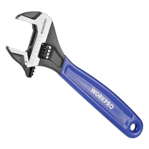 WORKPRO Schraubenschlüssel 250 mm Rollgabelschlüssel, Verstellbarer metrischer Einmaulschlüssel aus Cr-V Stahl und weichem Bi-Material-Griff
