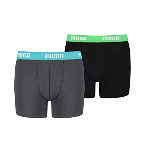 PUMA Herren Basic Boxer 2p Flat-sheets, 376 - India Ink/Turquoise, 140 EU