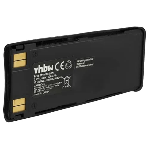 vhbw Akku kompatibel mit Nokia 5180i, 5180, 1260i, 5185, 5120, 1260, 5165, 1261, 3285, 5110 Handy Smartphone Telefon (1150 mAh, 3,7 V, Li-Ion)