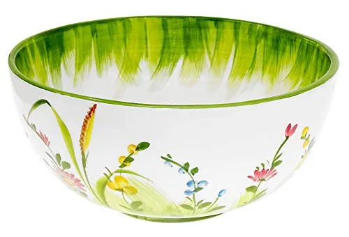 Lashuma Handgemachte Salatschüssel – Italienische Keramik mit Blumenwiesen Muster, 22 cm - Salatschüsseln – Handgefertigte Keramikschüssel mit floralen Designs, ideal für Salate, Obst oder Suppen und ein echter Blickfang bei jedem Anlass.