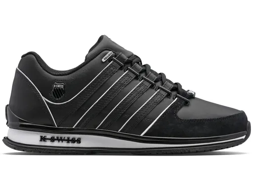 K-Swiss Herren Rinzler Sneaker - Stilvoll in Black/White, Größe 42 EU - Herren-Sneaker mit hochwertigem Leder-Obermaterial, bequemem Textil-Innenfutter und rutschfester Gummi-Laufsohle für optimalen Tragekomfort.