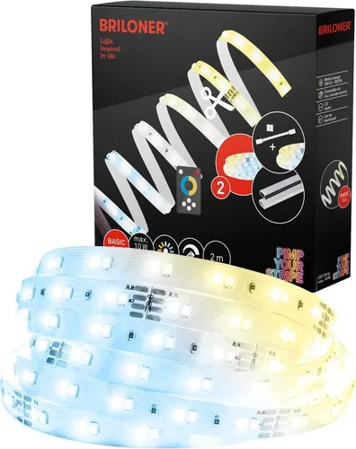 BRILONER LED Stripe Starter Set 2m - Warmweiß bis Kaltweiß - LED Streifen mit 2m Länge, einstellbarer Farbtemperatur und 1000 Lumen für perfekte Stimmungsbeleuchtung. Einfach zu installieren und kürzbar, ideal für individuelle Lichtkonzepte.