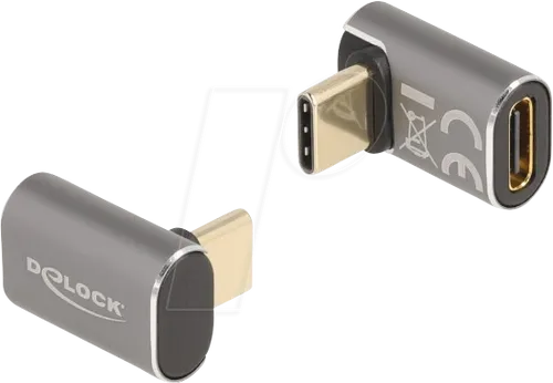 DELOCK 60054 - USB 4.0 Adapter, C Stecker auf C Buchse, gewinkelt, Metall