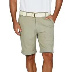 DENIMFY Chino Shorts Herren mit Gürtel Regular Fit - Herren-Shorts aus 98% Baumwolle, ideal für Freizeit und Büro. Mit modischem Beinumschlag und geflochtenem Gürtel für individuelle Weitenanpassung.