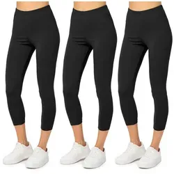 Merry Style Leggings Caprihose Damen 3/4 Hose MS10-199 (1-tlg) aus Baumwolle schwarz XS