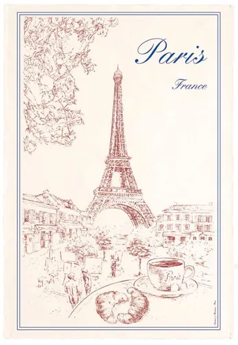 Winkler Geschirrtuch Tour Eiffel Ecru 48x72 cm Baumwolle