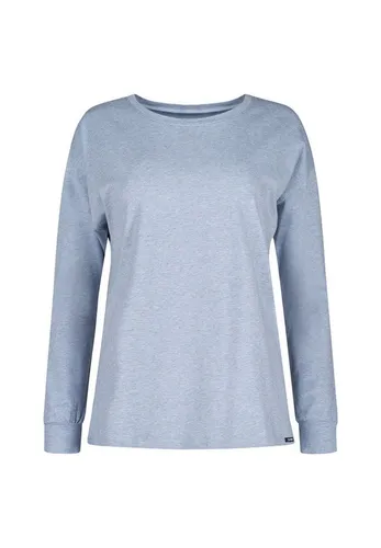 Skiny Damen Night Mix & Match Pyjamaoberteil, Denim Melange, Größe 44 - Schlafanzugoberteil für Damen mit langem Arm, lockerer Passform und weichem Baumwoll-Elasthan-Material – perfekt für gemütliche Nächte.