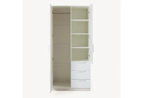 en.casa Kleiderschrank »Eiselfing« 2 Türen, 4 Fächer, 3 Schubladen 176x80x52 cm Weiß