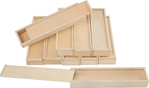 VBS XXL 10er-Pack Holzboxen mit Schiebedeckel 20x5x2,5cm