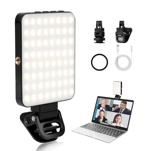 AiQInu Selfie Licht 128 LED Videolicht,3000K-6500K 3 Lichtmodi und Helligkeit 10-stufiges dimmbares CRI95+High Power Panel-Licht, eingebauten Akkus für Phone, iPhone, Android, iPad, Laptop