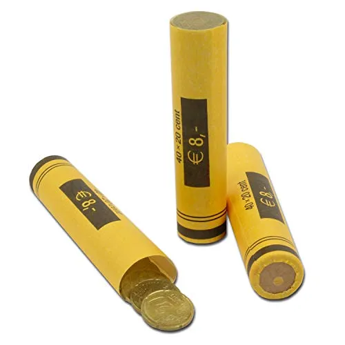 effektivo Euro Papier Münzhülsen für 20 Cent Münzen Inhalt: 80 Stück