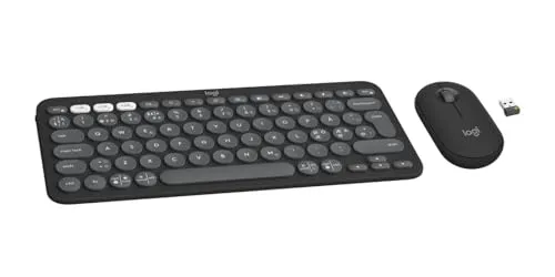 Logitech Pebble 2 Combo - Skandinavisches QWERTY-Layout, Grafit - Maus-Tastatur-Set mit ultradünner, mobiler Tastatur und Maus. Wechseln Sie mühelos zwischen bis zu 3 Geräten und genießen Sie das schlanke Design in mehreren Farben.