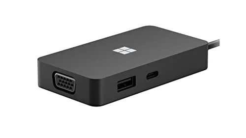 Microsoft USB-C Travel Hub, Schwarz - Notebook Zubehör: Multifunktionaler Hub mit 4 Anschlüssen, ideal für Reisen, unterstützt 4K-Videoausgabe und schnelle Datenübertragung.