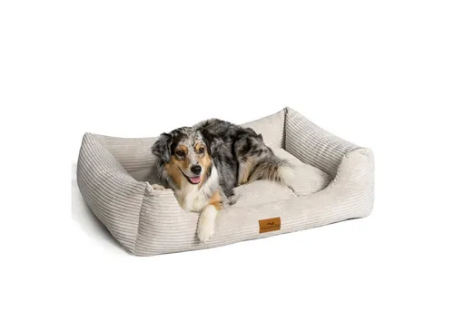 Freudentier Orthopädisches Hundebett aus Cord - Hochwertiges, waschbares Tierbett mit orthopädischer Memory-Schaumfüllung für optimale Gelenkunterstützung, handgefertigt in Europa und ideal für aktive Hunde und Senioren.