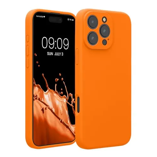 kwmobile Handyhülle kompatibel mit Apple iPhone 16 Pro Max Hülle - gummierte Handy Case aus Silikon in Fruity Orange