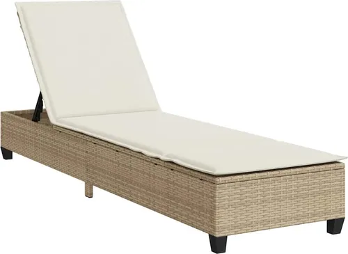 vidaXL Sonnenliege Beige mit verstellbarer Rückenlehne - Liegen: Bequeme Sonnenliege aus langlebigem Poly Rattan mit 4-fach verstellbarer Rückenlehne für optimale Entspannung im Freien.