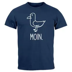 MoonWorks Print-Shirt Herren T-Shirt Frontprint Moin Möwe Geschenk für Nordlichter mit Print blau 4XL