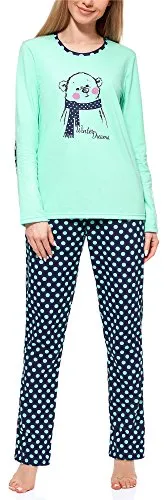 Merry Style Damen Lang Zweiteiliger Schlafanzug aus Baumwolle - Pyjama Set für Winter - Schlafanzug für Damen aus hochwertiger Baumwolle; Bequem mit langen Ärmeln und Hosenbeinen; Ideal für entspannte Nächte und als Weihnachtsgeschenk.