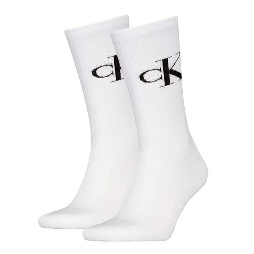 Calvin Klein 2P Monogram Crew Socks Weiß Gr 39/42 Herren in weiß von Calvin Klein