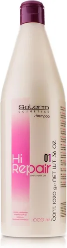 SALERM Hi Repair Shampoo 1000ml - Reparierendes Shampoo für tiefenwirksame Hydratation bei geschädigtem Haar. Verjüngt und revitalisiert, verbessert Glanz und Weichheit um 20%.