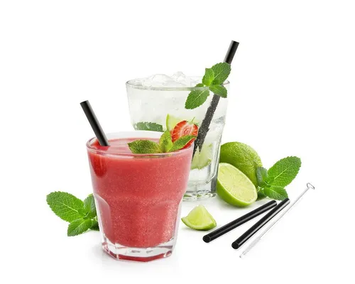 GEFU Trinkhalme Glastrinkhalm FUTURE Glas 4er Set Schwarz 13 Cm Tr