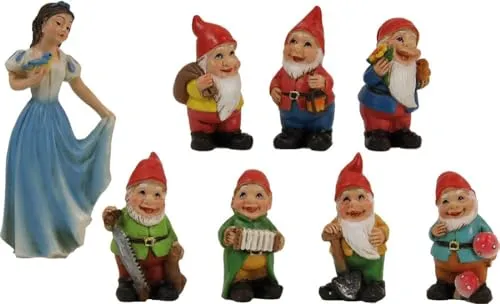 FADEDA 8X Schneewittchen und die Sieben Zwerge/Höhe:8 cm/handbemalt/detailgetreue Krippen Figuren - Weihnachten Tisch Dekoration Krippe Zubehör