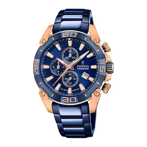 Festina Quarz Herren Special Editions F20711/1 - Stilvoller Chronograph in Blau - Chronograph mit 45.5mm Gehäuse, blaufarbigem Zifferblatt und robustem Edelstahlarmband - perfekt für modebewusste Herren.