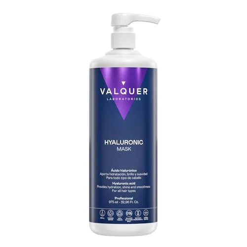 VALQUER Hyaluronsäure Haarmaske Zero | Spendet Feuchtigkeit, repariert und revitalisiert trockenes und geschädigtes Haar | Mit Panthenol, Keratin und Aloe Vera | Vegan | 975 ml