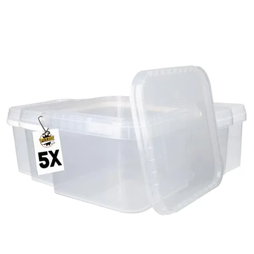 FixedByU 5 Eimer mit Deckel 3l - Transparent und Lebensmittelecht - Praktische 5er-Eimerset mit luftdichten Deckeln, ideal für Lebensmittel und Chemikalien. Stabiler Griff sorgt für einfachen Transport. Perfekt für Frischhalte- und Reinigungszwecke.