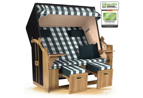 Strandkorb Hanse XXL 2,5 Sitzer Volllieger Schwarz Grün von Strandkorb Hanse