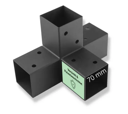 CLIP`N`SHADE Pfostenbeschlag Pfostenbeschlag Pfostenverbinder für 70x70 mm Eckverbinder, Pulverbeschichtete 2mm starke Stahlkonstruktion