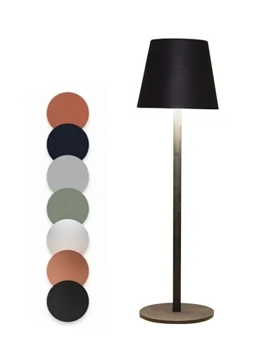 Coen Bakker LED Akku Tischlampe stufenlos dimmbar mit Touch IP44 3 Lichtfarben für Innen & Außen 36,5x11 cm Tischleuchte Glatt Groß, Farbe:Schwarz