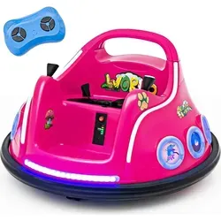 COSTWAY 12V Kinder Autoscooter 360 Grad - Bumper Car mit Musik und Lichtern - Elektrofahrzeuge, 360-Grad-Rotationsdesign für grenzenlosen Spaß und zwei Steuerungsoptionen für Sicherheit und Kontrolle.