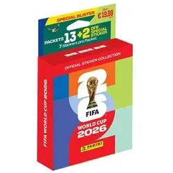 Panini FIFA World Cup 2026 Sticker - 1 Eco-Blister #2 (13 Tüten) - Erleben Sie die FIFA-Weltmeisterschaft 2026 mit dem Panini Eco Blister XL! 13 Tüten mit insgesamt 91 Stickern, darunter exklusive DFB-Special Sticker. Perfekt für Sammler und Fans, die ihre Kollektion erweitern möchten!