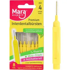 Mara-Expert Interdentalbürsten Premium Gelb Minze, ISO-Größe 4, Ø 0,7 mm, für mittlere Zahnzwischenräume, 8 Stück