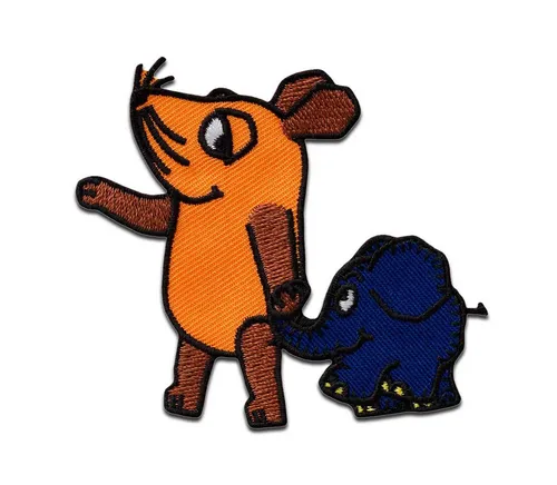 Die Sendung mit der Maus Aufnäher Bügelbild, Aufbügler, Applikationen, Patches, Flicken, zum aufbügeln, Polyester, Mono-Quick Die Maus Maus und Elefant - Größe: 6,5 x 7,1 cm