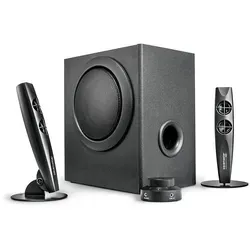 Wavemaster STAX 2.1 Stereo Lautsprecher System - PC-Lautsprecher mit 46 Watt Leistung, leistungsfähigem Holzsubwoofer und Bassreflex-Technologie für kraftvollen Klang, ideal für TV, PC und mehr.