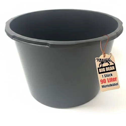 BigDean Mörtelkübel 90 Liter, Schwarz, Kunststoff, Made in Poland, UV-beständig, Stapelbar, Maurerwanne für Baustelle