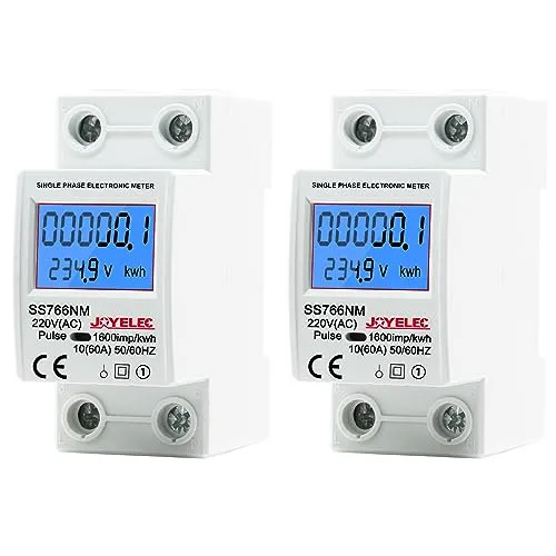 JOYELEC 2 Stück Stromzähler, Strommessgerät, Stromzähler mit DIN-Schiene LCD-Bildschirm, 230 V 10 (60) A Anzeige von Energieverbrauch, Leistung, Spannung und Strom