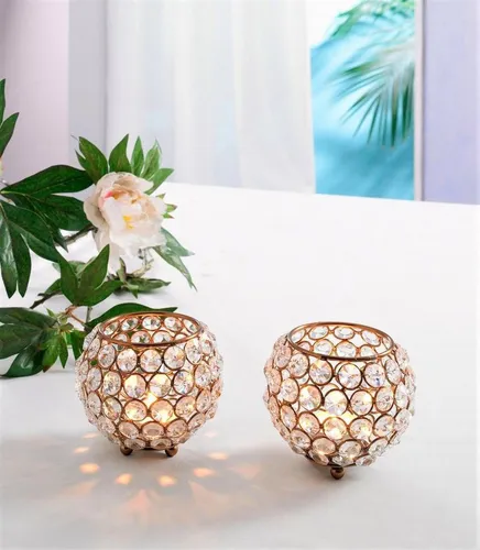 Home affaire Teelichthalter Kristall Set (2 St) braun von Home Affaire