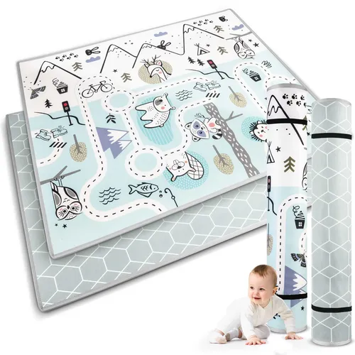 Rollbare doppelseitige Krabbelmatte Spielmatte Rutschfest Baby Nukido - Spiel- & Puzzelmatten, rutschfest und doppelseitig für sicheres Spielen und Krabbeln Ihres Babys.