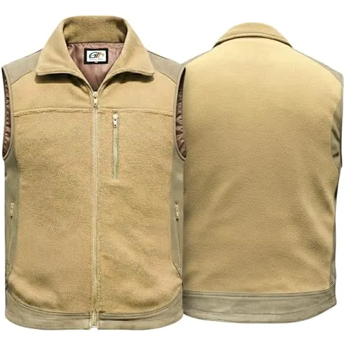 German Wear Jagdweste Jägerweste jagdbekleidung Fleece/Lederweste Weste Jagd braun, Größe:52