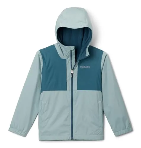 Columbia Rainy Trails II Fleece Lined Jacket - Crushed Blue, Everblue Slub - Ski Mid Layer und Fleecejacken für Kinder: Wasserdichte und atmungsaktive Jacke mit verstellbarer Kapuze und weichem Microfleece-Futter für optimalen Komfort bei jedem Wetter.