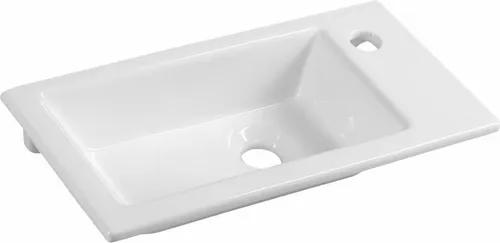 Aqualine ZUNO 50 Keramik-Waschtisch 50x25 cm, Weiß - Eleganter Möbelwaschtisch aus hochwertiger Keramik, ideal für kleine Bäder. Mit einem Armaturloch und moderner rechteckiger Form bietet er praktische Funktionalität und stilvolles Design.