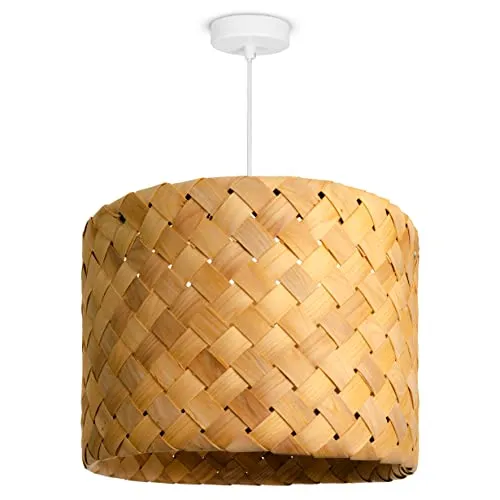 Paco Home Pendelleuchte HUGO PD1 - Moderne Pendelleuchte für Indoor mit elegantem Holz-Lampenschirm und verstellbarer Höhe bis 179,5 cm. Ideal für stilvolle Akzente in Ihrem Wohnraum.