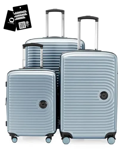 Hauptstadtkoffer Mitte - 3er Kofferset - Handgepäckskoffer 55 cm, mittelgroßer Koffer 68 cm + großer Reisekoffer 77 cm, Hartschale ABS, TSA, Pool Blue