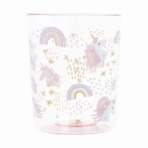 PARSA Beauty Zahnputzbecher Kids Einhorndesign Rosa Transparent Kinderzahnputzbecher stabil langlebig süßes Design Zahnpflege Becher für Kinder Badezimmerzubehör